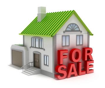 房地产标志及房屋越来越多的房屋出售面向家庭出售的房地产标牌和房屋